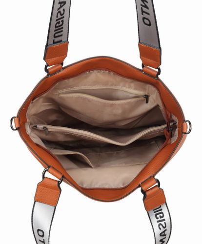 TOREBKA damska shopper eko skórzana z paskiem L043 camel na Arena.pl