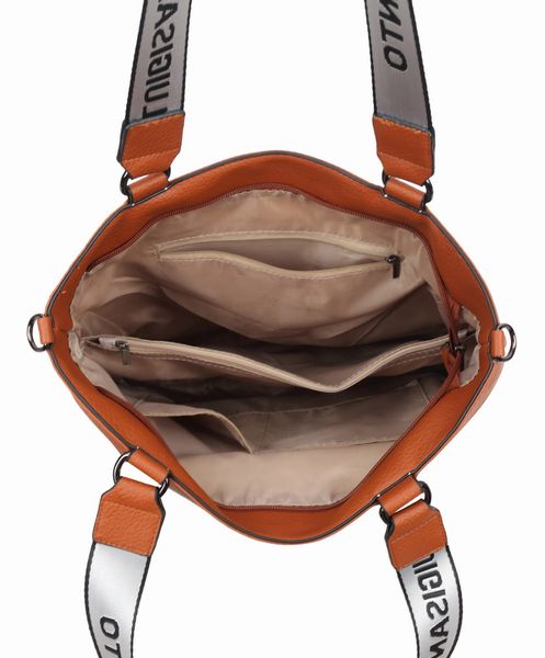 TOREBKA damska shopper eko skórzana z paskiem L043 camel zdjęcie 4