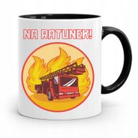 Kubek Czarny Dla Strażaka Straż Na Ratunek Z Nadrukiem Ze Zdjęciem