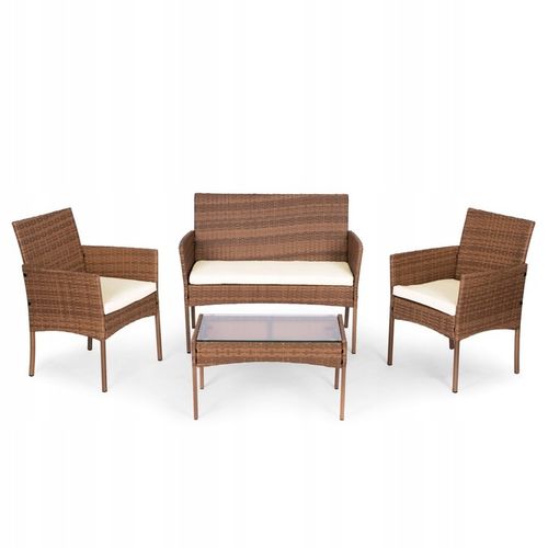 ZESTAW MEBLI OGRODOWYCH Z TECHNORATTANU ŁAWKA STÓŁ KRZESŁA BRĄZ MultiGarden na Arena.pl