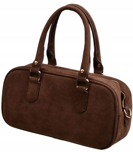 FLORA&CO PARIS torebka damska BOWLING do reki LISTONOSZKA zamsz czekoladowa na Arena.pl