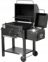 GRILL WĘGLOWY OGRODOWY REGULOWANY RUSZT DELUXE POKRYWA LUND Z WĘDZARNIĄ