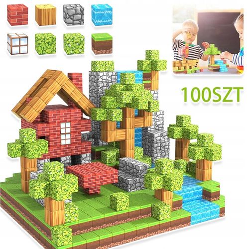 MAGNETYCZNE KLOCKI KONSTRUKCYJNE CHATY KOSTKI 3D STEM DLA DZIECI 100EL na Arena.pl
