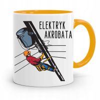 Kubek Żółty Prezent Elektryka Elektryk Akrobata Z Nadrukiem Ze Zdjęciem