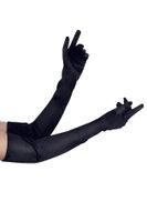 LONG BLACK SATIN GLOVES TU (Size: TU)