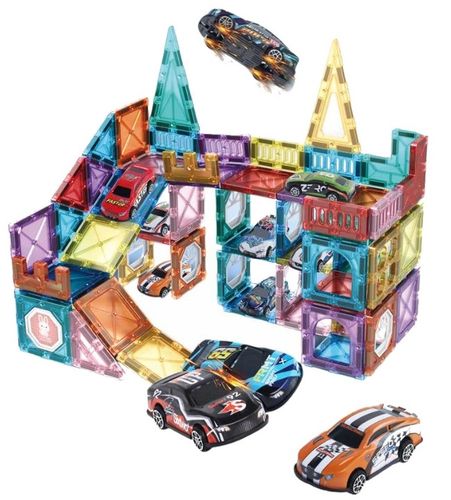 KLOCKI MAGNETYCZNE KONSTRUKCYJNE EDUKACYJNE DLA DZIECKA TOR SAMOCHODOWY 82E na Arena.pl