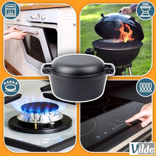 Garnek ŻELIWNY brytfanna brytfanka patelnia do pieczenia smażenia 2w1 na Arena.pl