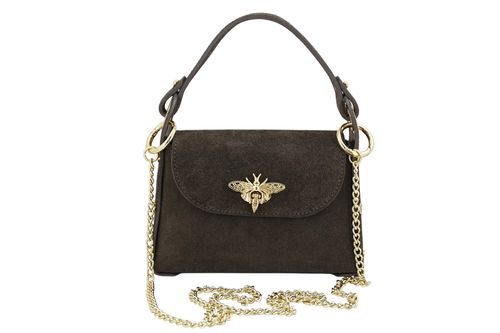 Zamszowa torebka wizytowa - Brązowa ciemna na Arena.pl