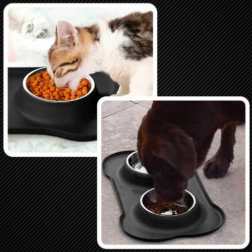 PODWÓJNA MISKA DLA PSA KOTA ANTYPOŚLIZGOWA + PODKŁADKA POD MISKI 2x450 ml na Arena.pl