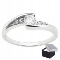 SREBRNY PIERŚCIONEK Z BIAŁYM OCZKIEM CYRKONIE SREBRO PRÓBY 925