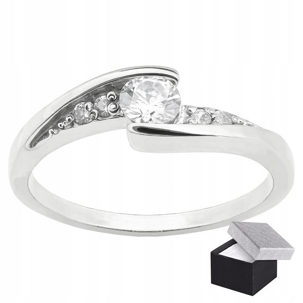 SREBRNY PIERŚCIONEK Z BIAŁYM OCZKIEM CYRKONIE SREBRO PRÓBY 925 zdjęcie 1