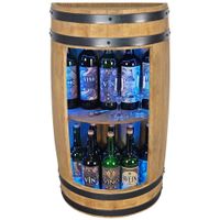 Półka wisząca z beczki na butelki wina i szkło LED RGB jasny dąb 80x42