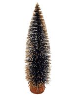 CHOINKA SZTUCZNA NA PNIU z brokatem dekoracja 35cm CZARNA ZŁOTA