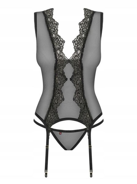 Obsessive Meshlove Gorset i Stringi Czarny S/M zdjęcie 5