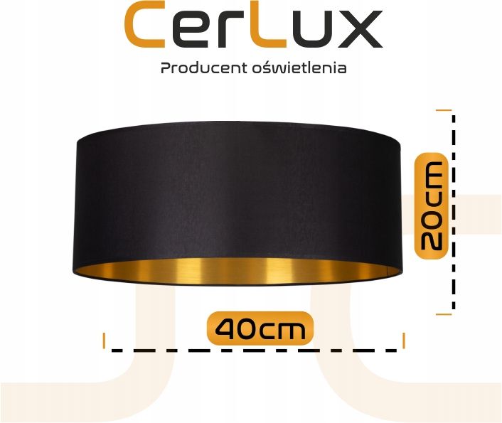 STYLOWY Abażur CZARNO ZŁOTY 40cm h 20cm zdjęcie 2