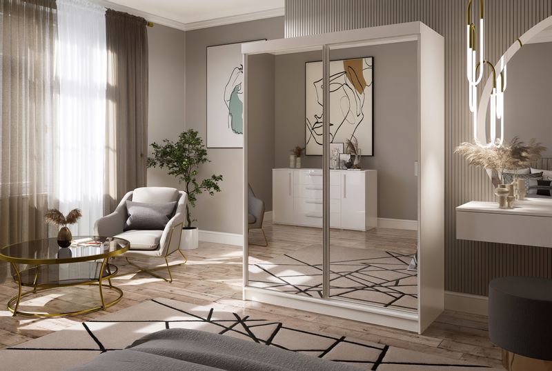 Szafa Przesuwna PARIS 150 połysk lustro zdjęcie 5