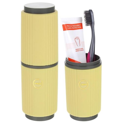 Podręczne Etui Podróżne Pojemnik na Szczoteczkę Pastę do Zębów - żółty na Arena.pl