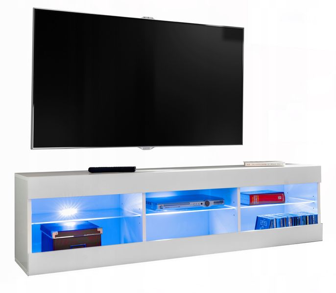 Szafka RTV LED Salon Nowoczesna Biały LED 140x35 Pokój zdjęcie 2
