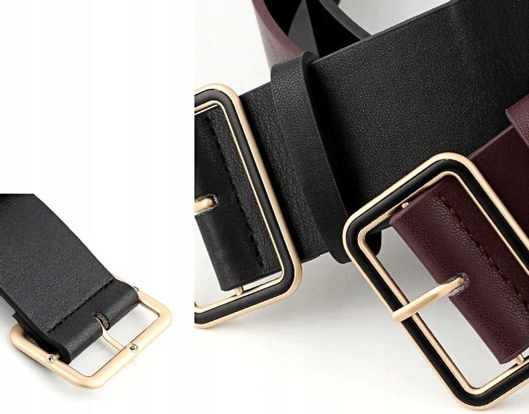 Pas Szeroki Damski Pasek Skórzany Klamra Kwadrat zdjęcie 6