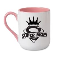 KUBEK "SUPER MOM" Wzór - Elegant Coffee Różowy 330 ml
