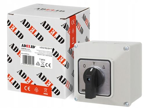 ŁĄCZNIK KRZYWKOWY 0-Y-T 32A 3P GWIAZDA TRÓJKĄT W OBUDOWIE 110x110 3F IP65 na Arena.pl