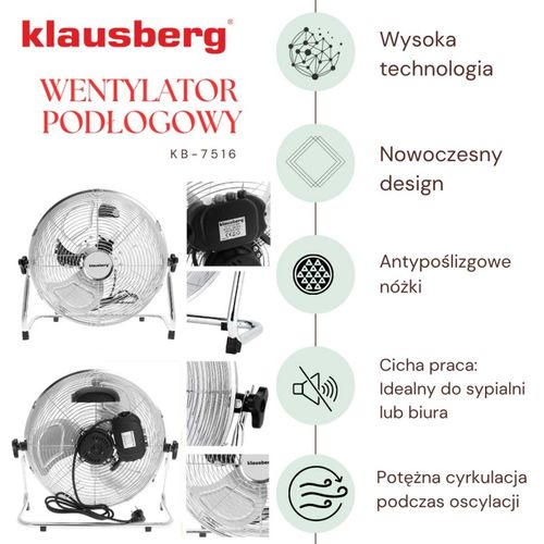 wentylator wiatrak cyrkulator podłogowy 60w klausberg kb-7516 na Arena.pl