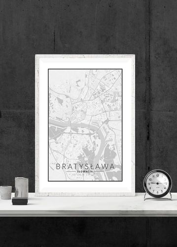 Bratysława mapa czarno biała - plakat 30x40 cm na Arena.pl