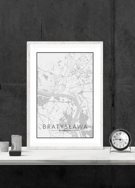 Bratysława mapa czarno biała - plakat 30x40 cm zdjęcie 2