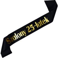 Szalony 25-latek - czarna szarfa ze złotym nadrukiem