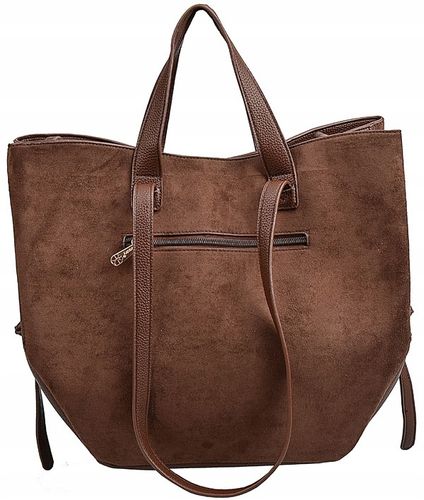 GALLANTRY Torebka damska CASUAL na ramię SHOPPER czekolada DUŻA A4 ZAMSZ na Arena.pl