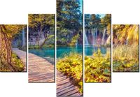 70 100CM OBRAZ 5 ELEM JEZIORO PLITVICE JESIENIĄ DRUK PŁÓTNO