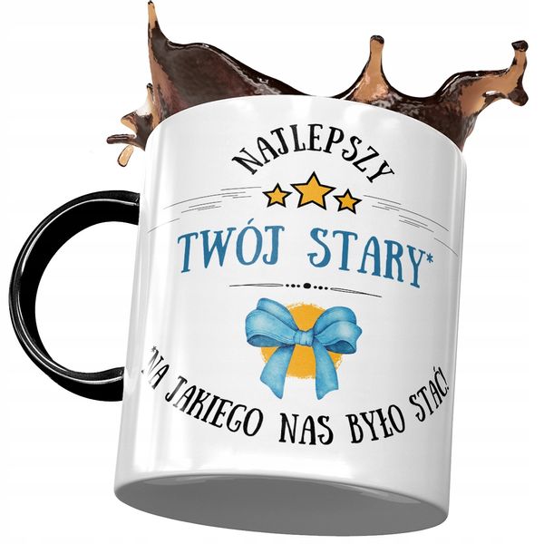 Kubek Czarny Dla Twojego Starego Najlepszy Stary Z Nadrukiem Ze Zdjęciem zdjęcie 1