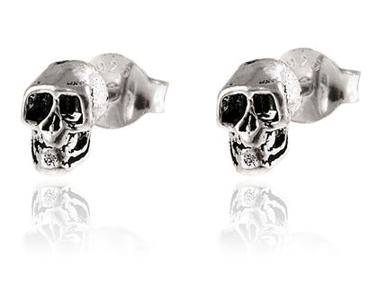 Delikatne oksydowane srebrne kolczyki celebrytki czaszki czacha skull srebro 925 K2884