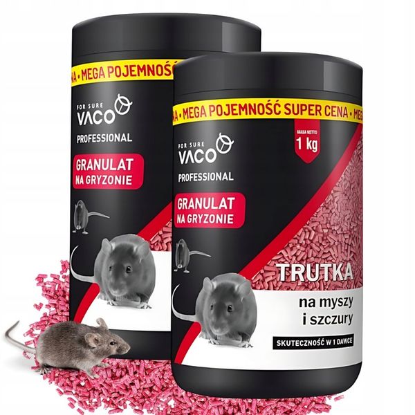 TRUTKA Na Myszy i Szczury Granulat SKUTECZNY VACO PROFESSIONAL 1 kg x 2 szt zdjęcie 1