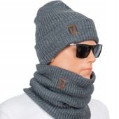 KOMPLET MĘSKI CZAPKA + KOMIN POLSKI CIEPŁY PODWÓJNY ZIMOWY WYGODNY