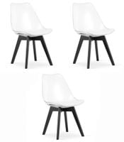 Krzesło przezroczyste skandynawskie MARK czarne nogi 3 szt. loft kuchnia