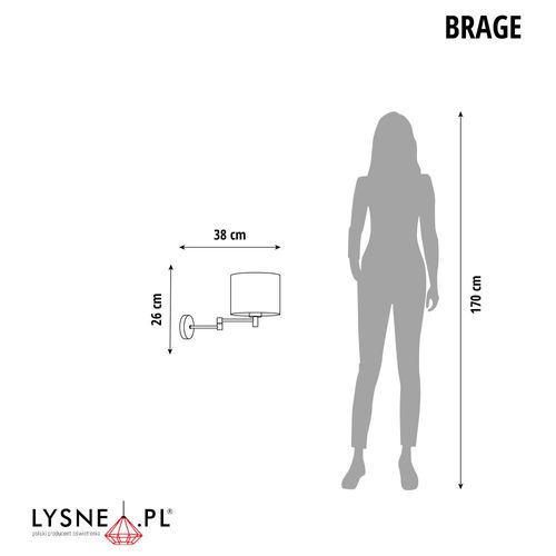 Złoty kinkiet na wysięgniku do sypialni BRAGE na Arena.pl