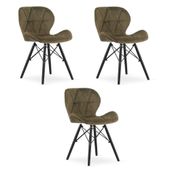 Krzesło aksamitne brązowe LAGO welurowe nogi czarne loftowe kuchnia x3