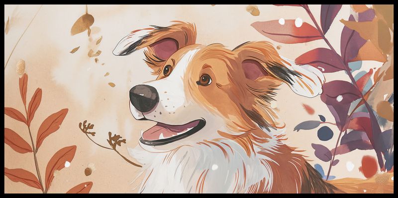 Plakat 91,3x44,5cm Collie Jesienną Porą zdjęcie 2