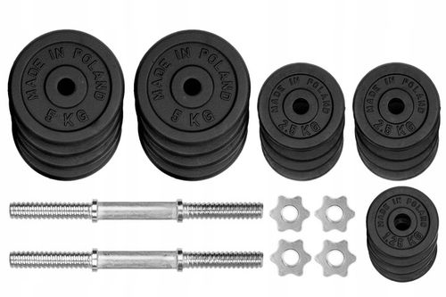 HANTLE ŻELIWNE regulowane 2x35kg gryfy talerze zestaw do treningu 70kg na Arena.pl