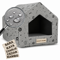 legowisko personalizowane dla psa domek 50x40 cm h=38 cm łapy czarne