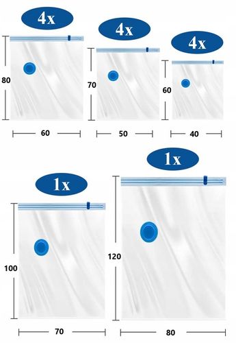 WORKI PRÓŻNIOWE TORBY NA UBRANIA ZESTAW 14szt -5 ROZMIARÓW- +POMPKA na Arena.pl