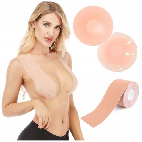 Taśma do biustu Biustonosz samonośny Naklejki na sutki PUSH UP Tape 7,5cm na Arena.pl