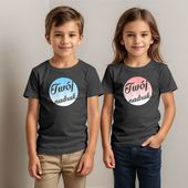 Dziecięca bawełniana koszulka z Twoim nadrukiem - grafitowa 7-8