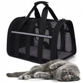 DUŻA SOLIDNA TORBA PODRÓŻNA TRANSPORTER DO KOTA PSA KRÓLIKA ZWIERZĄT CZARNA