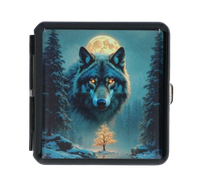 Metalowa Papierośnica z Nadrukiem z Wilkiem Patrzącym Prosto w Oczy Gentelo