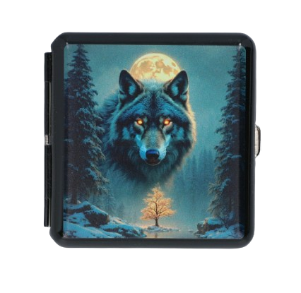 Metalowa Papierośnica z Nadrukiem z Wilkiem Patrzącym Prosto w Oczy Gentelo na Arena.pl