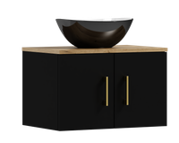 Szafka łazienkowa wisząca MARKUS 60 czarna z umywalką Eliza C (W7)