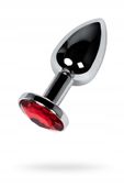 Silver anal plug with  red gem