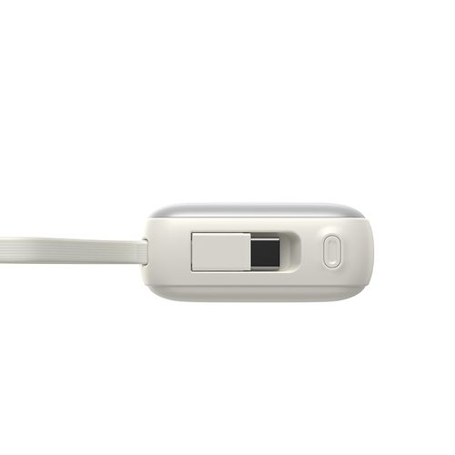 Powerbank 10000mAh 22.5W z wbudowanymi kablami USB-C Lightning - biały na Arena.pl